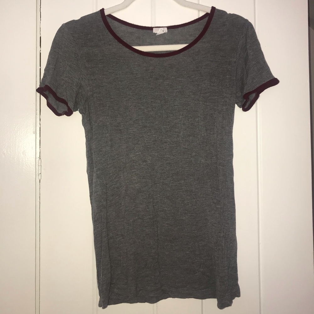 Grey/Maroon Ringer Tee